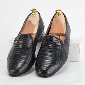 VTG GUCCI Coleccion Rossi Mens 8M Black Lizard 41 Luxury Exotic Designer Reptile